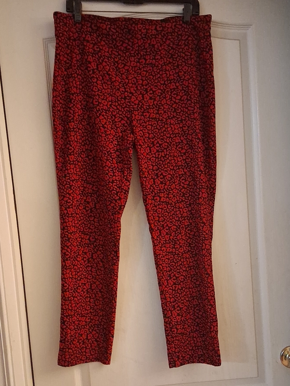 Counterparts Red and Black Leopard-Print Skinny Pants